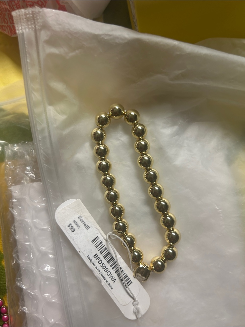 Sorrelli Gold Bead Stretch Bracelet